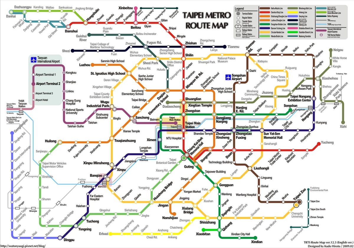 метро Тайбэя карце