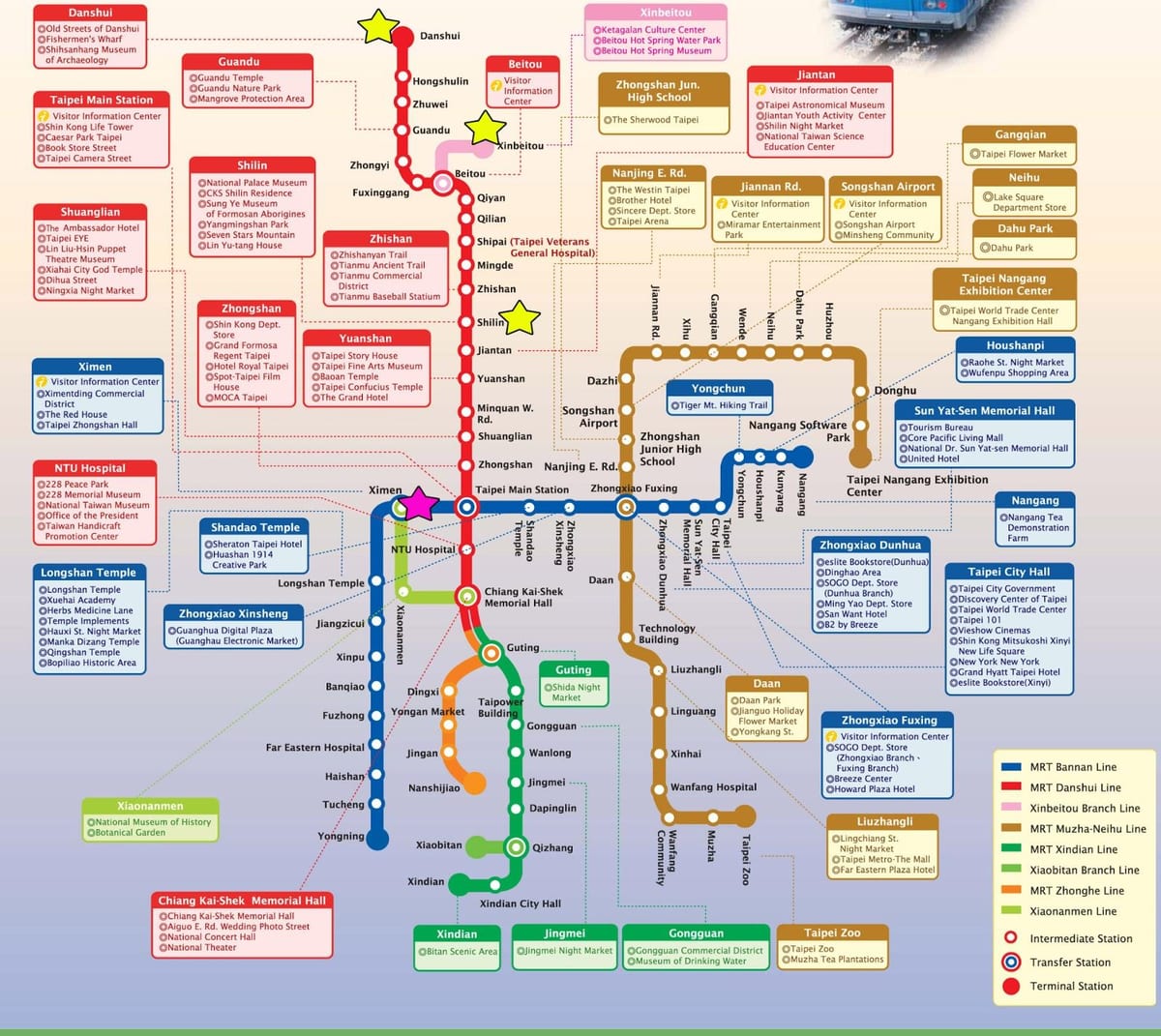 карта Тайбэй мясцовы цягнік