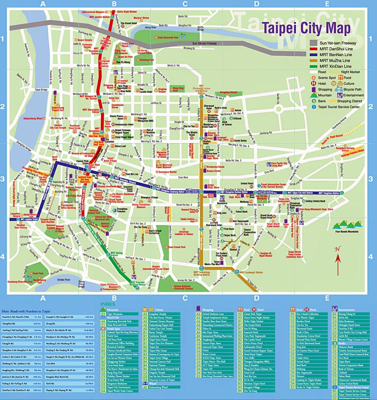 Турыстычныя славутасці Тайбэй карце
