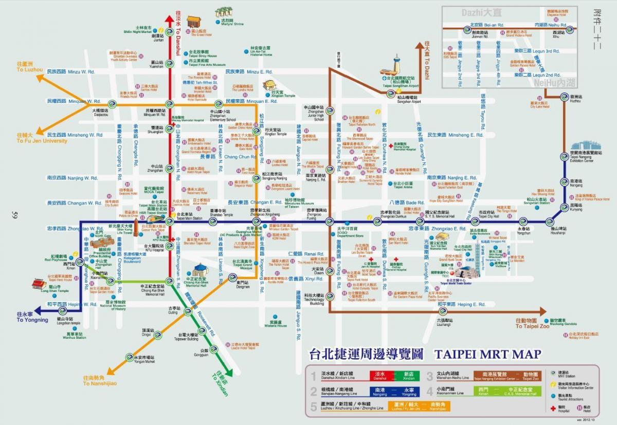 Карта метро Тайбэя з славутасцямі