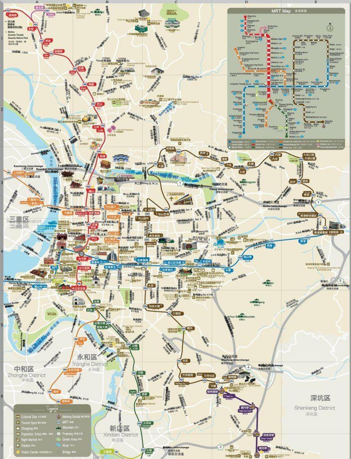 карта Тайбэй MRT гуляць 