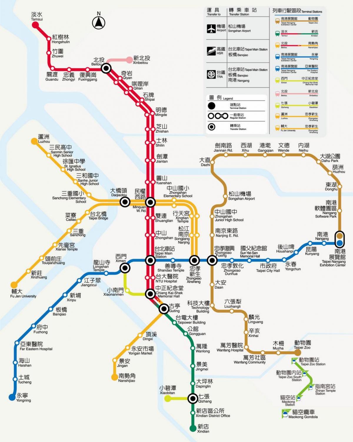 тарыф Тайбэй MRT карта 