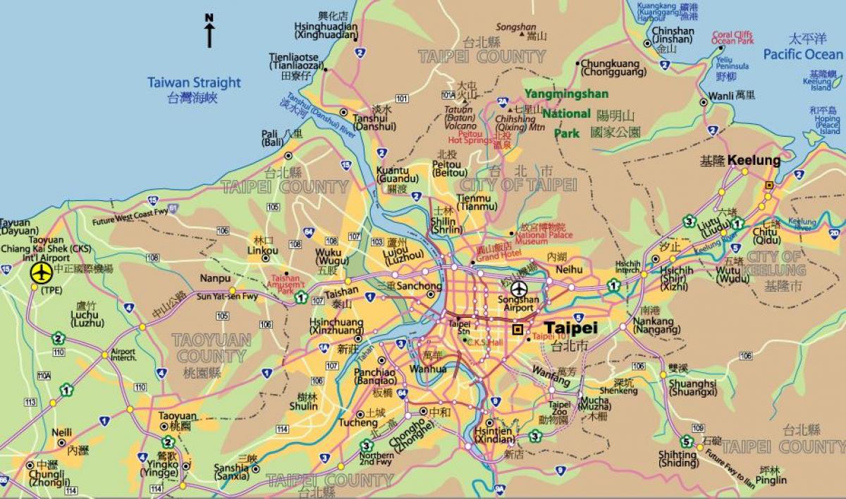 Карта ў цэнтры горада Тайбэй 